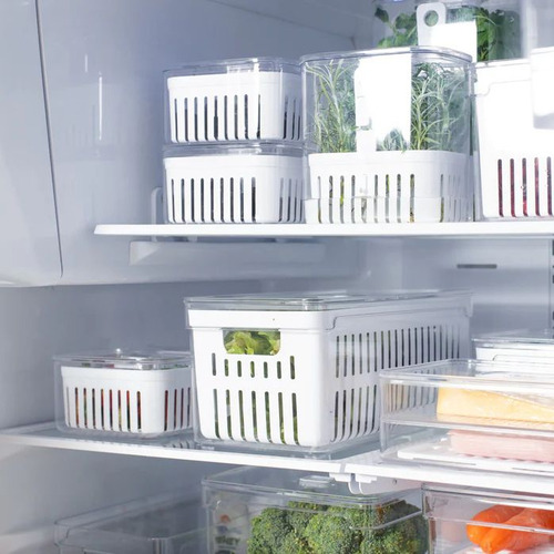 Organizador Tuper Tapa Valvula Con Cesto Interno 5 L Clear Fresh Luperstore Blanco