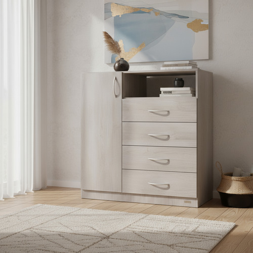 Chifonier Platinum 921 Madera Melamina 4 Cajones 1 Puerta Savanna