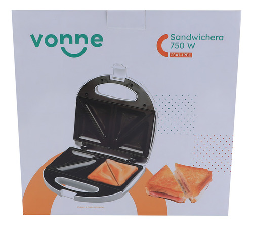 Sandwichera Vonne Csai-1pbl 750w C/2 Bandejas Color Blanco