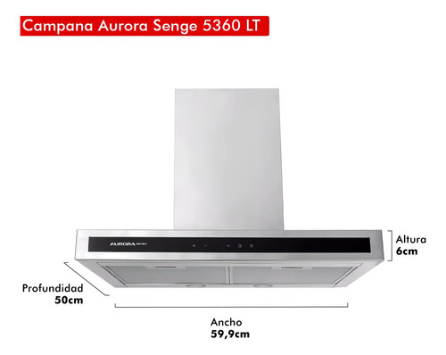 Campana De Pared Con Salida Aurora Senge 5360lt Acero