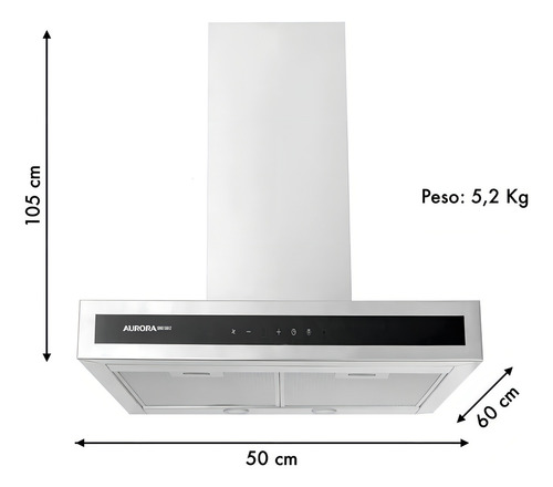 Campana De Pared Con Salida Aurora Senge 5360lt Acero