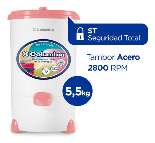 Secarropa Columbia Hts5501 Rosa 5,5kg