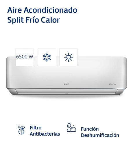 Aire Split Bgh 6500w Frio/calor  A  Bs65wccr Silent Air - Blanco