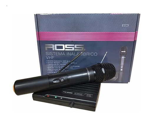 Micrófono Inalámbrico Ross Fv-302 Vhf Negro Dinámico De Mano