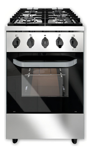 Cocina Industrial Saho Kuma 550 4 Hornallas Puerta Visor Color Plateado