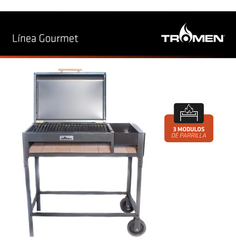 Tromen Chulengo A Leña Móvil Negro 101 Cm 52 Cm 112.7 Cm