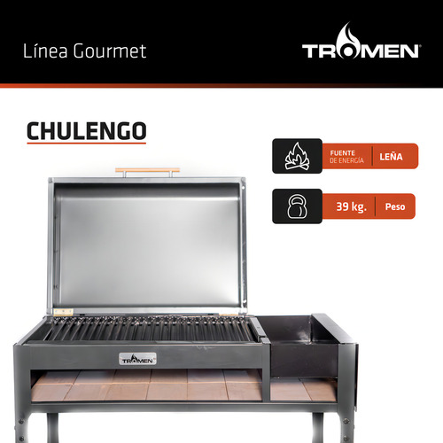 Tromen Chulengo A Leña Móvil Negro 101 Cm 52 Cm 112.7 Cm