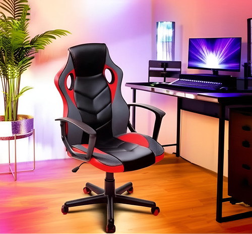 Silla Gamer One Box Ob-sg3r Butaca Sillon Reclinable Oficina Color Rojo Material Del Tapizado Cuero Sintético