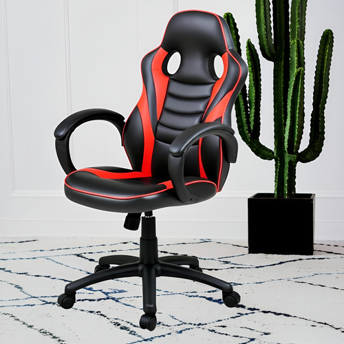 Silla Gamer Onebox Ob-sg4r Roja Y Negra Ergonómica Cuero Sintético Rojo/ Negro