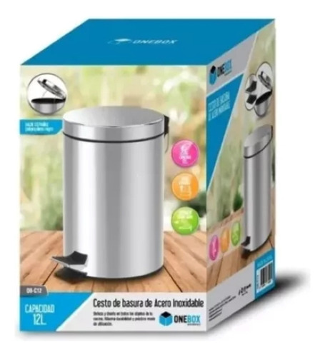 Cesto Tacho De Residuos Basura Acero Inoxidable 20 Lts Pedal Gris