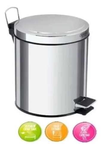 Cesto Tacho De Residuos Basura Acero Inoxidable 20 Lts Pedal Gris