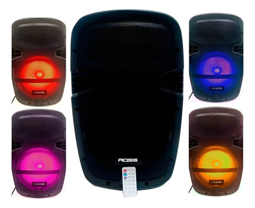Bafle Activo Ross Rp10al 10  400w Bluetooth Portátil Luces Led Negro