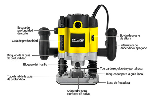Fresadora Barovo Fe120-c 1200w Con Maletin Y Accesorios
