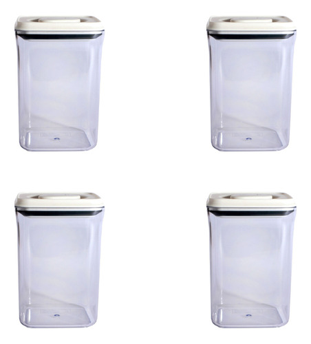 Set X4 Frasco Cocina Vonne 1300ml Silicona Y Ps Hermetico Beige