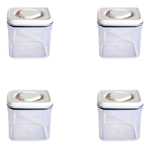 Set X4 Frasco Cocina Vonne 800ml Silicona Y Ps Hermetico Beige