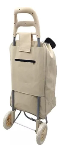 Carro Carrito Changuito Compras Plegable Reforzado Con Bolso Beige