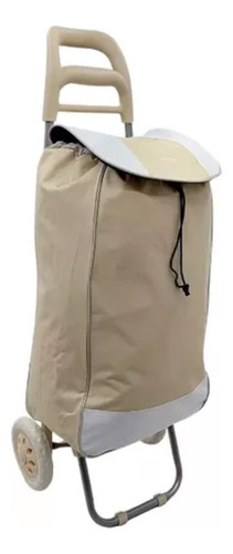 Carro Carrito Changuito Compras Plegable Reforzado Con Bolso Beige