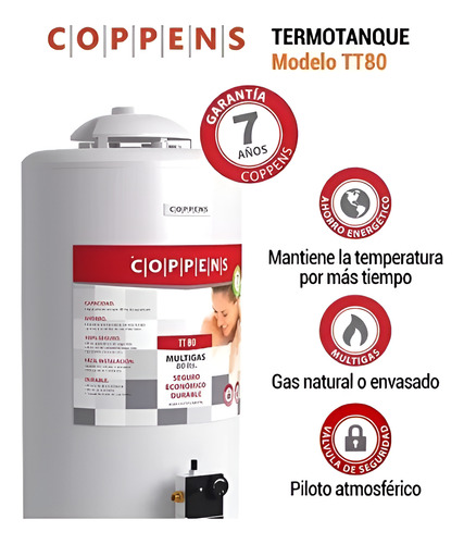 Termotanque Coppens Tq80co 80lts Multigas  Blanco