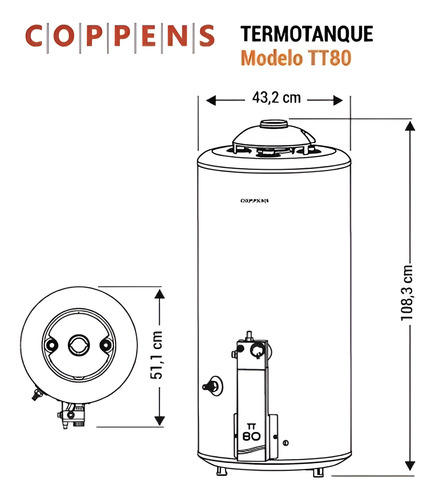 Termotanque Coppens Tq80co 80lts Multigas  Blanco