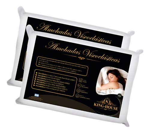 Combo X2 Almohada King-house 60x30 Viscoelastica E/combinada Blanco
