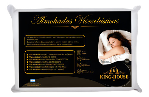 Combo X2 Almohada King-house 60x40 Viscoelastica Relax Blanco