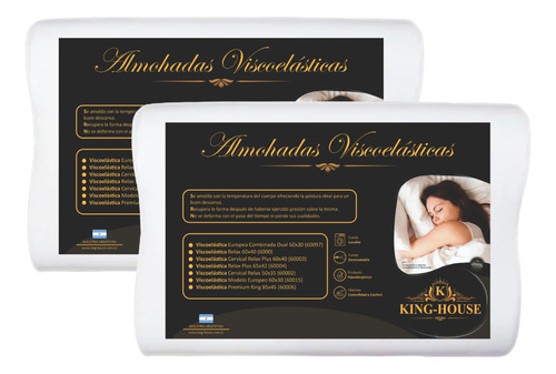 Combo X2 Almohada King-house 50x35 Viscoelastica Cervical Blanco
