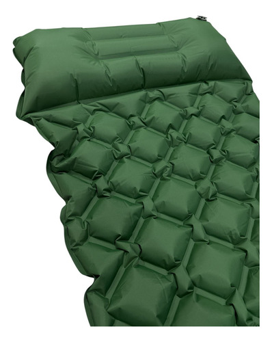 Colchoneta Inflable Kushiro Camping Con Almohada Y Bolsa Color Verde