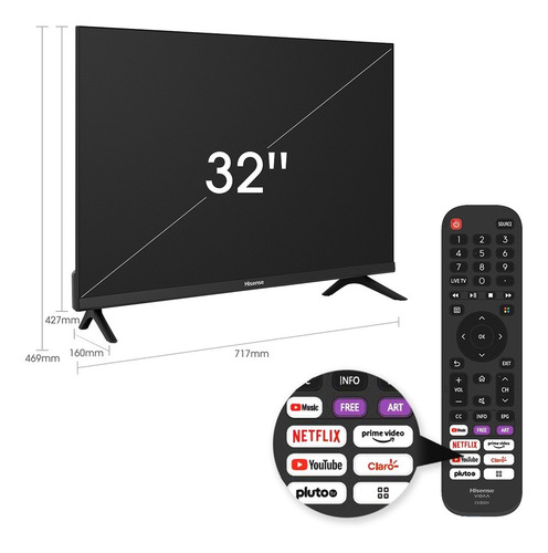 Smart Tv Hisense 32  Led 32a42h Hd Negro, Smart Vidaa