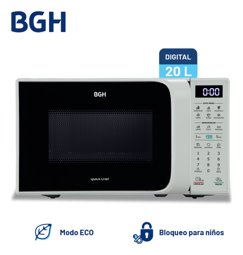 Microondas Bgh 20l Digital Eco B120db20