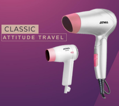 Secador De Pelo Atma 1200 W Shine Travel 2 Velocidades Plegable Blanco