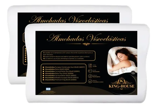 Combo X2 Almohada King-house 60x40 Viscoelastica Cervical Blancos