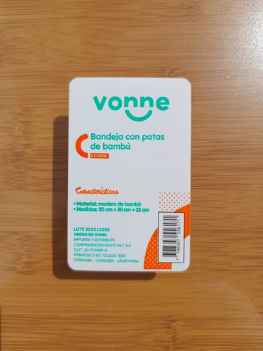 Bandeja Cama Con Patas De Bambú Marca Vonne Modelo Ccn096