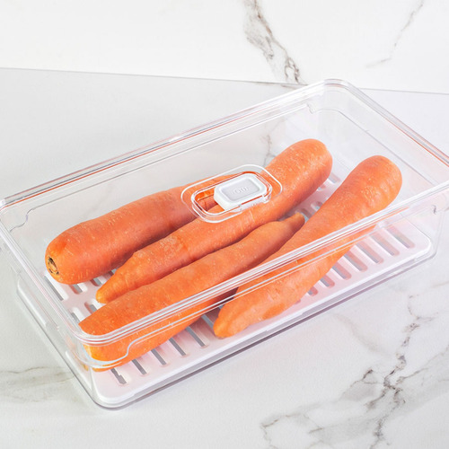 Recipiente Organizador Heladera Con Tapa Y Rejilla 2,8 L Color Tranparente