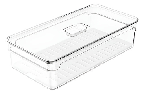 Recipiente Organizador Heladera Con Tapa Y Rejilla 2,8 L Color Tranparente