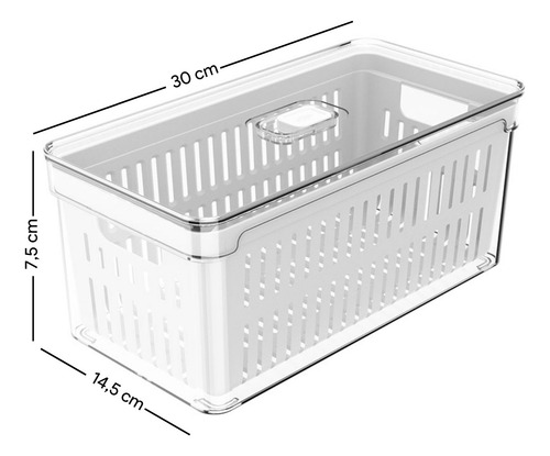 Recipiente Organizador Heladera Con Tapa Y Rejilla 2,8 L Color Tranparente