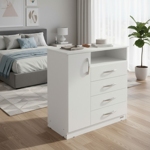 Cajonera Chifonier Platinum 4 Cajones / 1 Puerta Blanca Blanco
