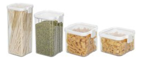 Set X4 Frasco Cocina Hermetico Vonne 420/670/1300/1800 Ml Transparente