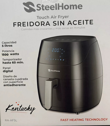 Freidora De Aire Steel Home Ra-af5l Air Fryer 1500w 5 Litros - Negro