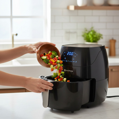 Freidora De Aire Steel Home Ra-af5l Air Fryer 1500w 5 Litros - Negro