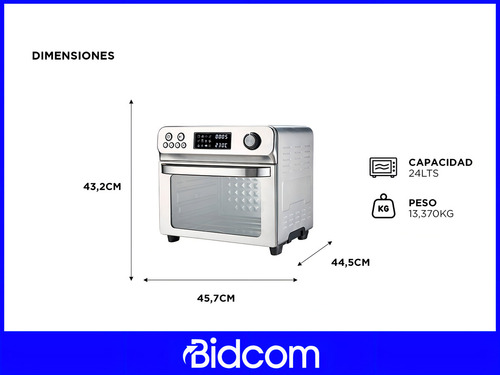 Freidora De Aire Horno Gadnic Panel Digital Temporizador 24l Color Plateado