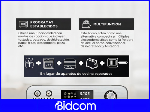 Freidora De Aire Horno Gadnic Panel Digital Temporizador 24l Color Plateado