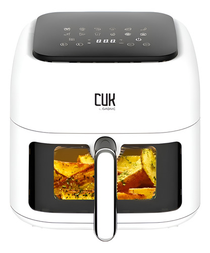 Freidora Gadnic 6.5lts 1600w S/aceite 12 Modos Dig Blanca Crema