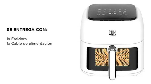 Freidora Gadnic 6.5lts 1600w S/aceite 12 Modos Dig Blanca Crema