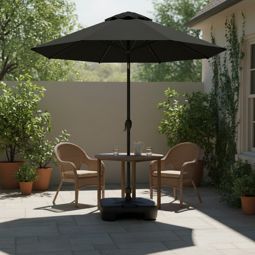 Base De Sombrilla Cuadrada Steelhome Polímero Resistente Negro Lisa
