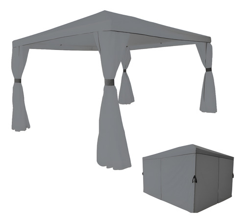 Pérgola 4x3 Moderna Metálica Para Jardín Terraza Patio Color Gris