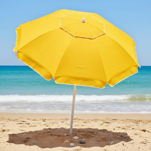 Sombrilla Playera 2 M Reclinable Con Bolso Vonne Color Amarillo Lisa