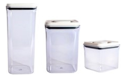 Set X3 Frasco Contenedor Hermetico Spin Lock Vonne Cocina Beige