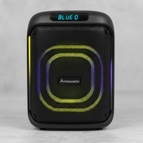 Parlante Portatil Ambassador Bluetooth Luces Led Inalambrico Negro