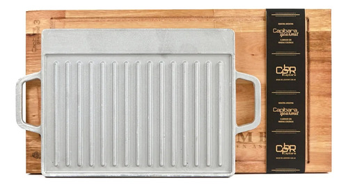 Tabla De Madera Capibara Gourmet Con Plancheta De Fundicion Lisa Marrón