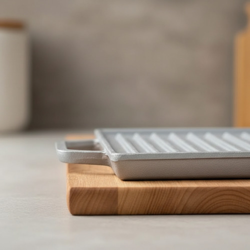 Tabla De Madera Capibara Gourmet Con Plancheta De Fundicion Lisa Marrón